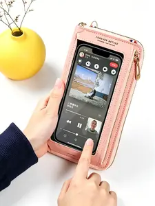 Women's Minimalist PU Leather Cell Phone Bag, Multifunctional Crossbody Bag, Lightweight Shoulder Bag, Touch Screen Wallet, Card Holder Purse, Mini Handbag, Crossbody Shoulder Bags