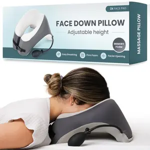 Down Pillow for Massage - Massage Headrest  Cradle for Bed - Adjustable Height Massage Pillow  Down with Breathable Design -  Sleeping Pillow - Includes 2 Washable Pads