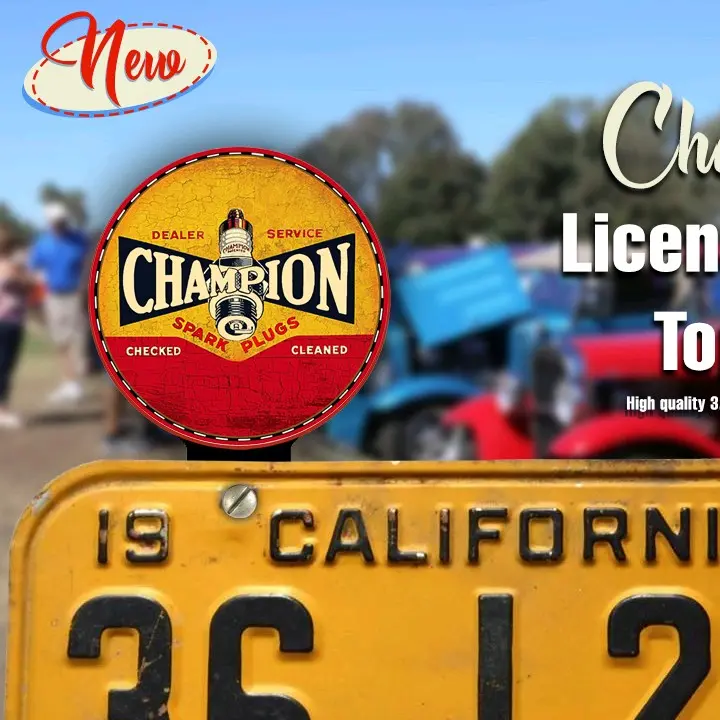 Vintage Champion Spark Plug License Plate Topper