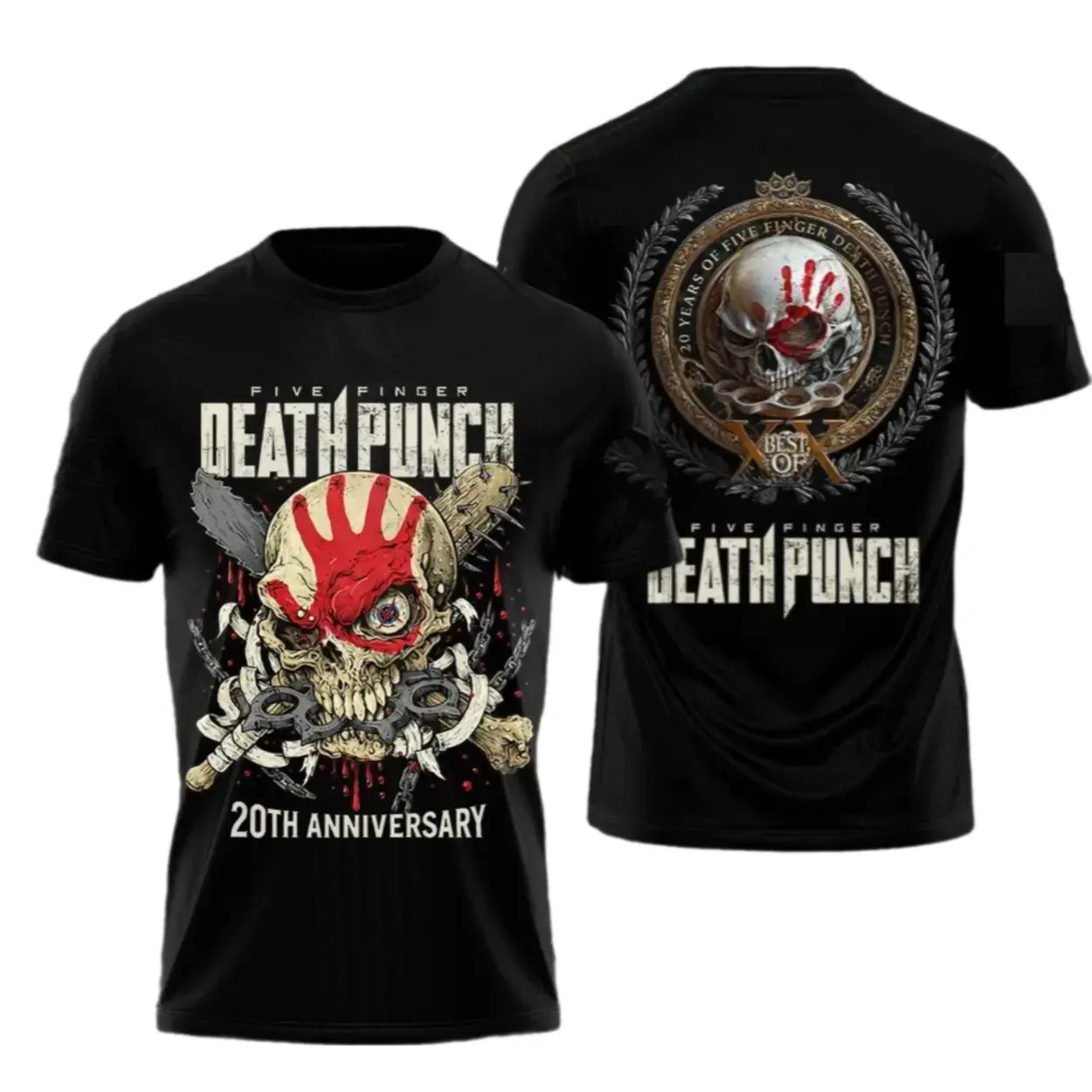Five Finger Death Punch Graphic Tee - New Studio Album Shirt, 20 Years Strong Metal Chaos, TikTok Viral