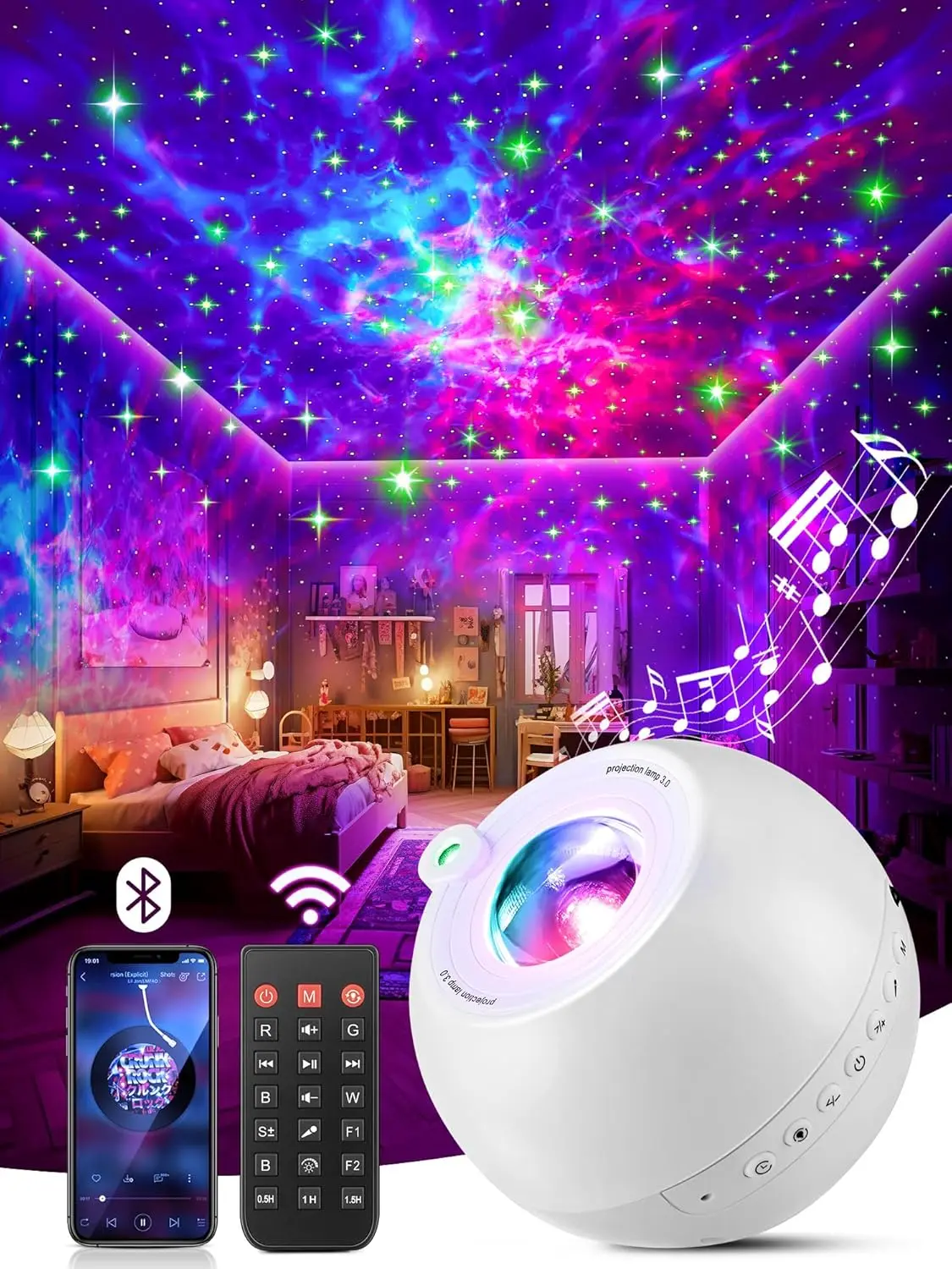 Gifts for Teen Girl Gifts Trendy Stuff Lava Lamp Women Gifts for Teen Boys Gift Ideas Galaxy Projector Birthday Gifts Colors+15 White Noise+ Bluetooth Star Projector Room Decor