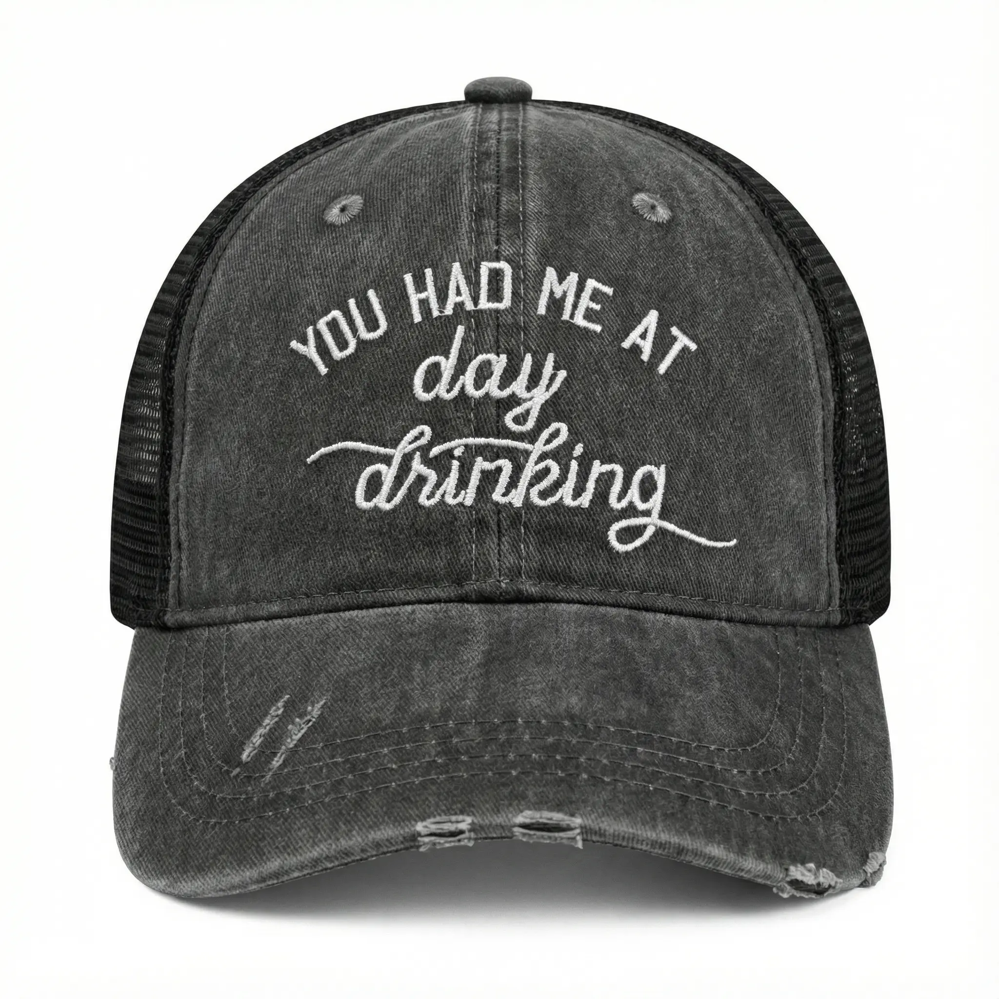 JMILYJW Women's Distressed Washed Cotton Baseball Cap - Funny Quote, Adjustable Snapback, High Ponytail Hole for Casual Outdoor Use, Casual Outdoor Hat, Fashion Accessory Hats, Funny Quote Snapback, Accessories For Women, Female, Snapback Hats