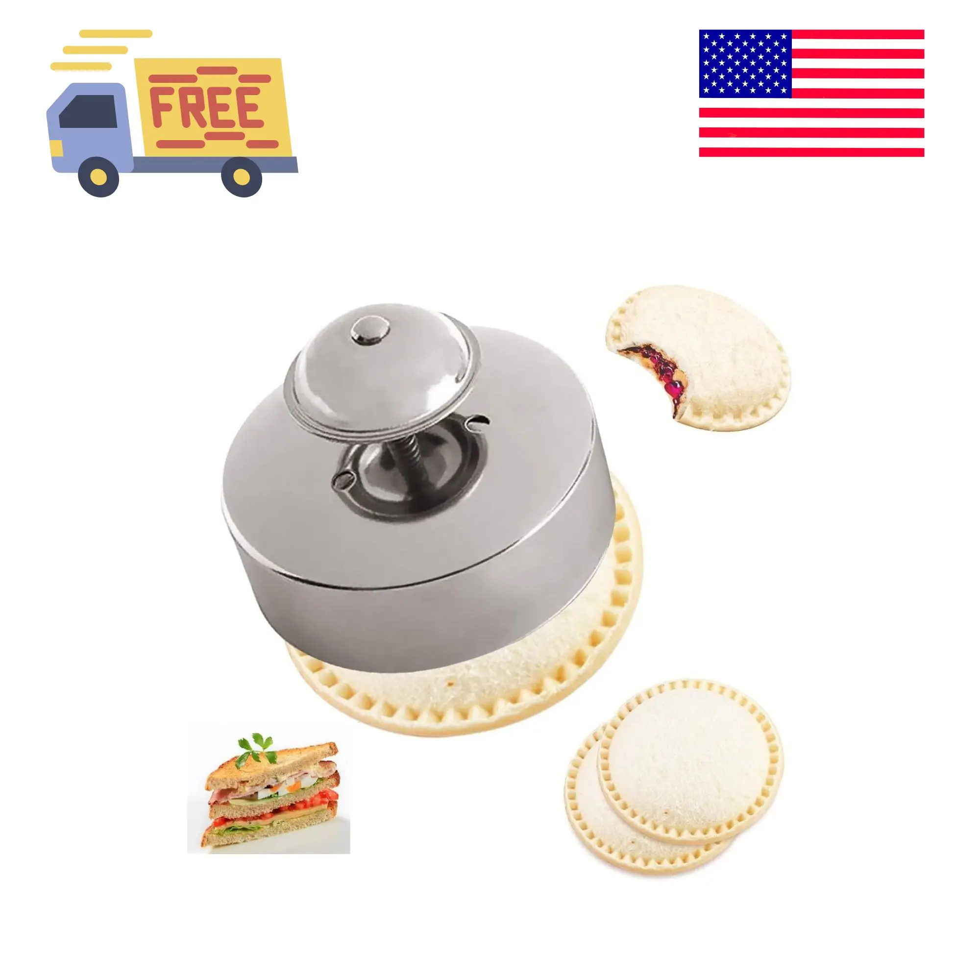 Stainless Steel Sandwich Sealer and Cutter - Uncrustable Sandwich Maker