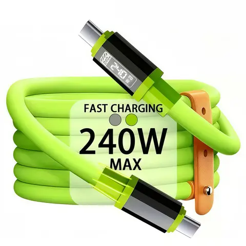 240w Super Fast Multifunctional Charging Cable, USB-C to USB-C Type C Silicone Charger, Compatible with iPhone 16 Pro Max, Samsung Galaxy S23/s22/s21, Macbook Pro Air, Typec Cable