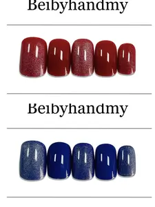 24 pieces RED and BLUE Short Cat's Eye Detachable False nails Nail Art Kits & Accessories
