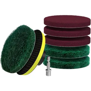 8PCS Drill Power Brush Tile Scrubber Scouring Pads Cleaning Kit Household Cleaning Tool for Bathroom Floor Tub Polishing Pad 4in (Green 180-240 Grits Red 320-400 Grits)  - Home Improvement.