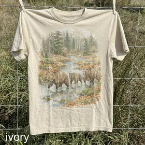 Bears River Vintage Nature Shirt, Retro Wildlife Landscape Comfort Colors T-Shirt, Forest Animal Graphic Tee