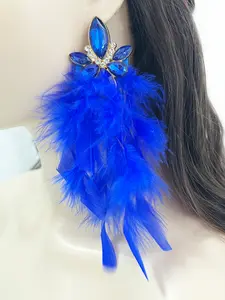 Alloy Feather Dangle Earrings Set, Natural Wind Trendy Fashion Statement Jewelry, Perfect for Festive Gatherings & Daily Wear