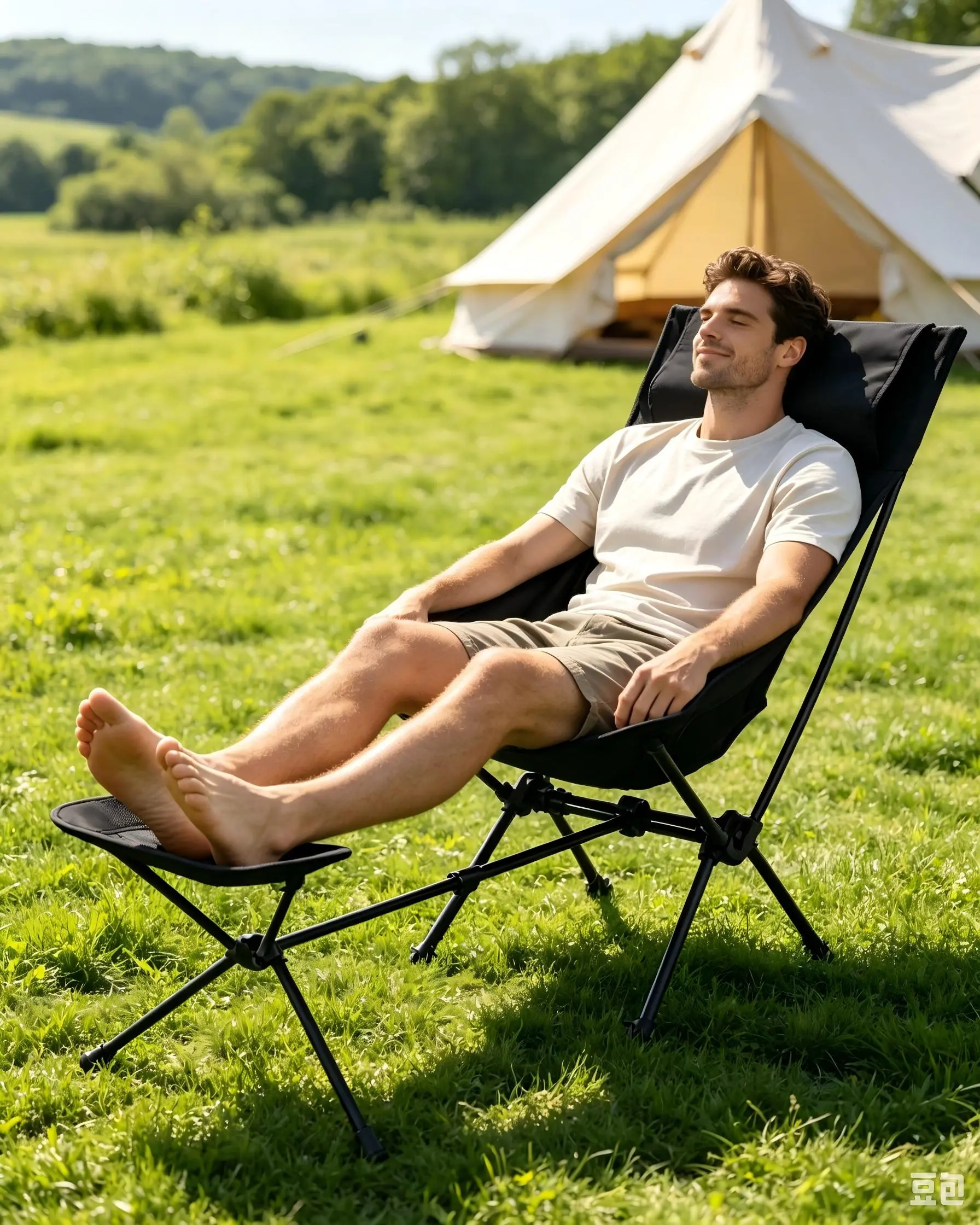Portable Adjustable Folding Camping Chair Footrest - Mesh Outdoor Leg Rest for Camping, Hiking, Picnic, Travel (Fits Camping Moon Chairs) summervibes extra thick