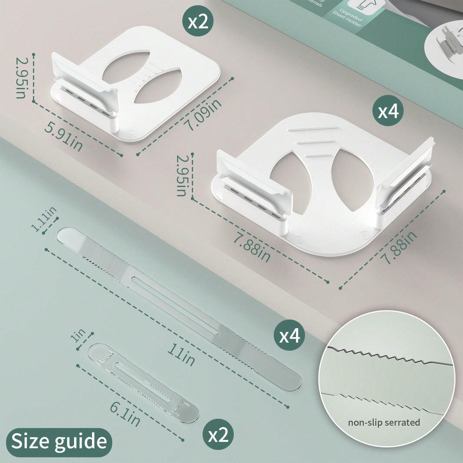 TAIMASI Lock Sheet Holders, Bed Sheet Holder For Corners, Heavy Duty Bed Sheet Holder Corner Fitted Sheet Straps Secure Sheets Firm & Tight In Place, Fits All Sheet Sizes, Easy Installation(6Pcs)