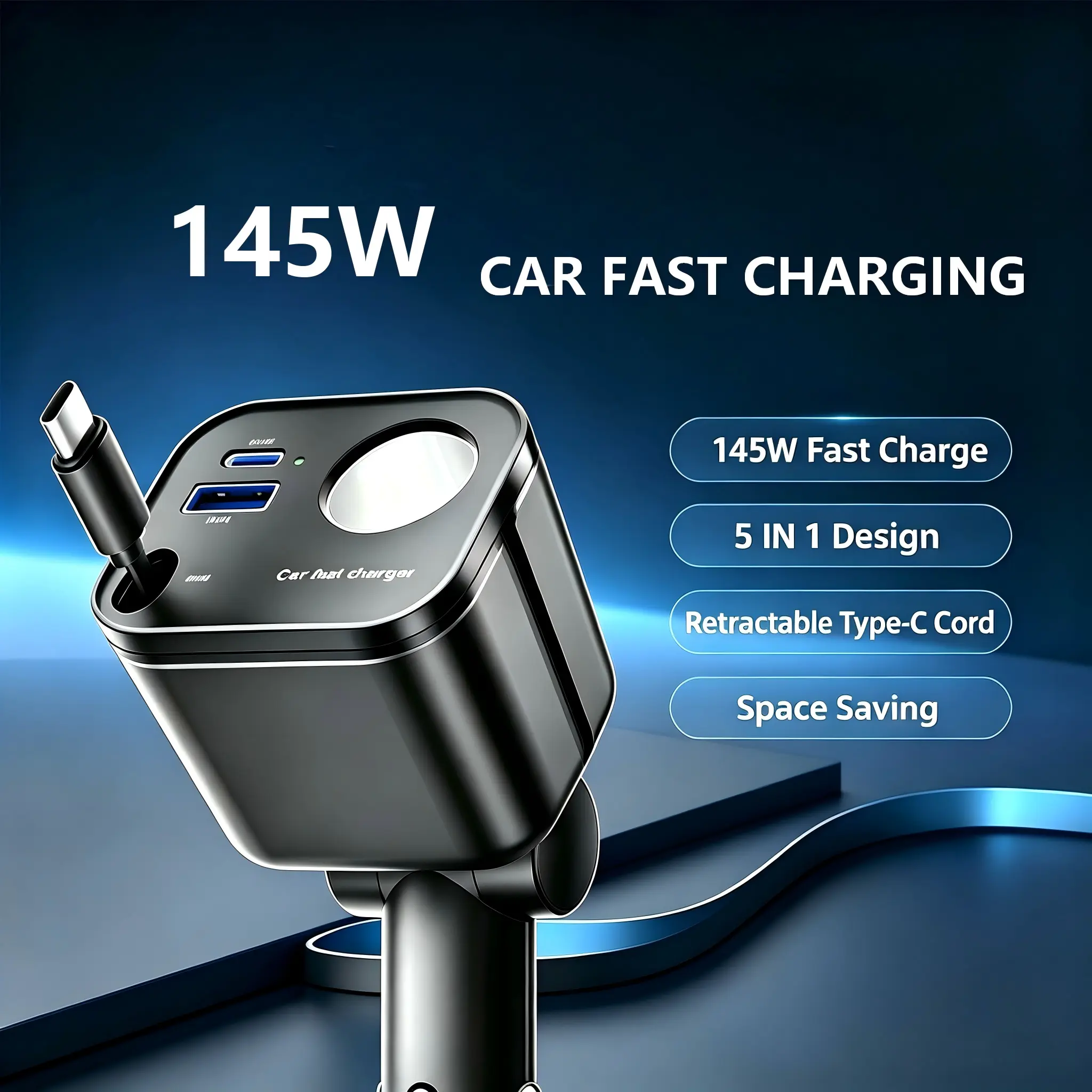 Update 145w USB C Car Charger Fast Charging , Dual 20W Type C Car Charger, PD3.0/QC4.0/PPS Cigarette Lighter Adapter for iPhone 16/15/14/13/12, Galaxy S22/S21 Ultra, MacBook, Laptop etc