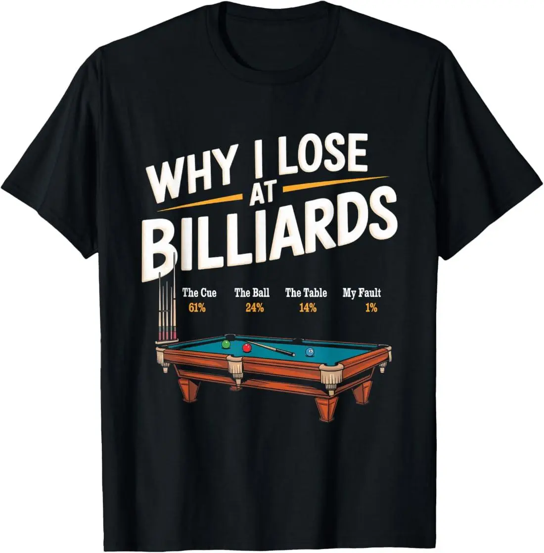 Men's Casual Streetwear Classic Short-Sleeve Billiards Pool Player Funny Graphic T-Shirt, Comfortable Men's Top for Billiards Enthusiasts
