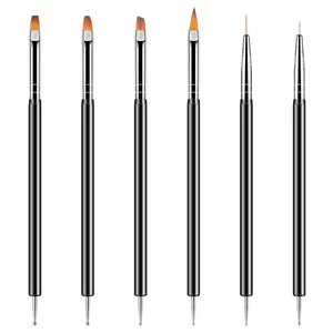 Multifunctional Nail Art Design Kit - 6Pcs Double-ended Dotting & Drawing Pens with Comfort Grip for French Nails, Stripes, and Fine Line Detailing
