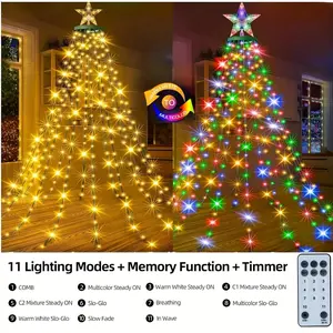 HYGX Christmas Tree Light Strip, with Ring, 400 LED Christmas String Lights, with Star Top, 6.6 Feet x 16 Rows Fairy Lights, with 11 Modes Timer Remote Control, Suitable for Indoor and Outdoor Christmas Tree Decoration