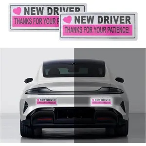 2PCS Student Driver Magnet for Car,Reflective New Driver Sticker Car Decorations for Safety Warning,Essential Please Be Patient Student Driver Magnet Car Accessories (Pink 1)