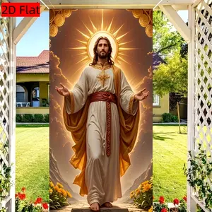 Easter Church Decoration Banner, Jesus Light & Holy Halo Design, Durable Polyester Indoor Outdoor Use, No Power Needed