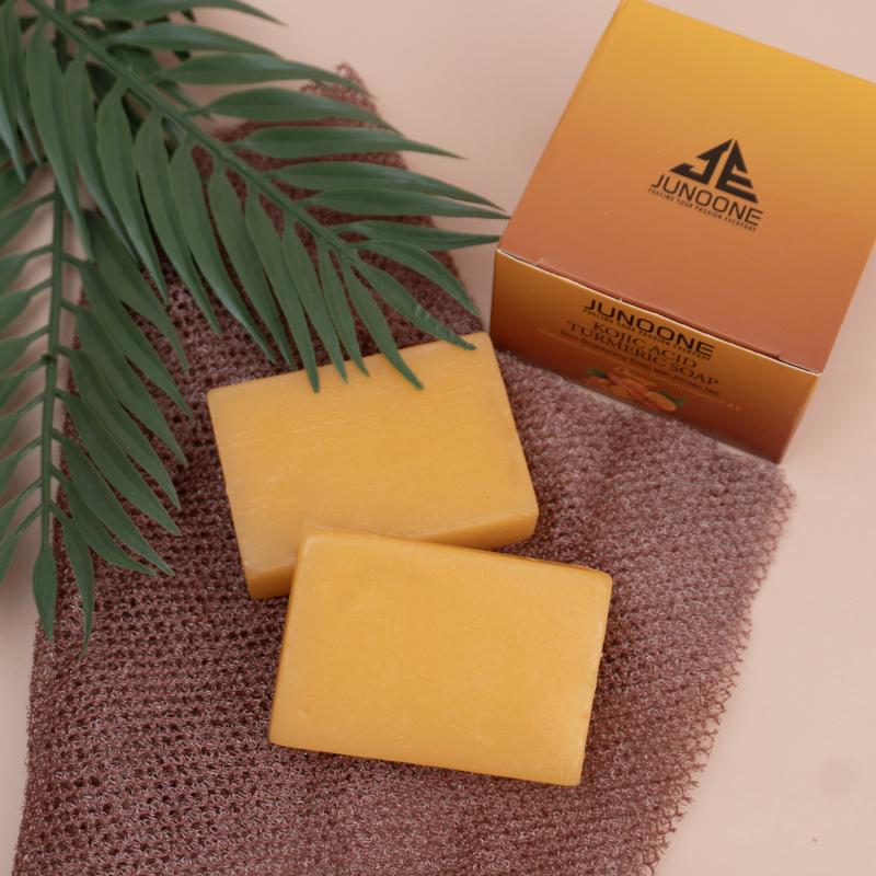 Junoone Kojic Acid Soap + African Net (2 Bars – Turmeric Formula) Dark Spot Remover & Scar Treatment – Enriched with Vitamin C, Hyaluronic Acid, Retinol & Shea Butter for Radiant, Even-Toned Skin (Citrus Scent)