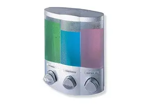 212 MAIN Wall-Mounted Waterproof ABS Plastic Soap and Shower Dispenser - Satin Silver, Multifunctional, Silicone Pump, Smooth Finish, Bathroom Home Supplies Accessory Container