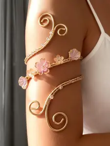 Elegant Floral & Butterfly Design Adjustable Bracelet, Elegant Bangle Bracelet, Perfect for Women's Daily Wear, Parties, and Gatherings, Fashionable Accessory