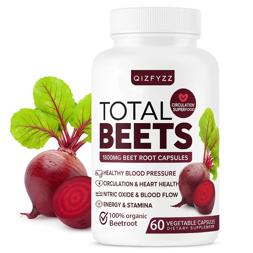 Beets Blood Pressure Support Beet Root Capsules, 1800mg Organic Beet Root Powder Beet Supplement with Hawthorn Berry to Support Circulation and Blood Flow, 60 Vegetable Capsules