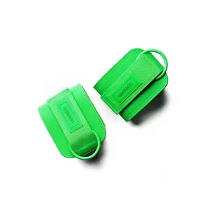 UPPPER Ankle Straps Neon Green - For Cable Machines, Kickbacks & Glute Workouts, Padded, Hook-and-Loop, D-Rings (Pair)