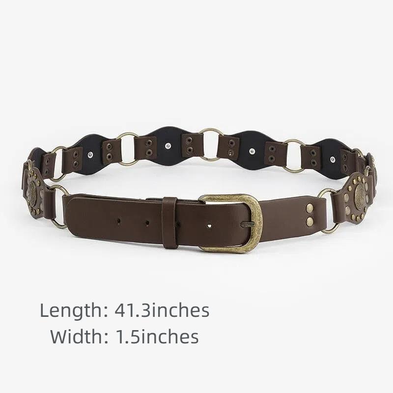 Brown Bohemian Belt for Women, Y2K Fashion Pin Buckled Belt for Vintage Skirt (No including fuzzy)