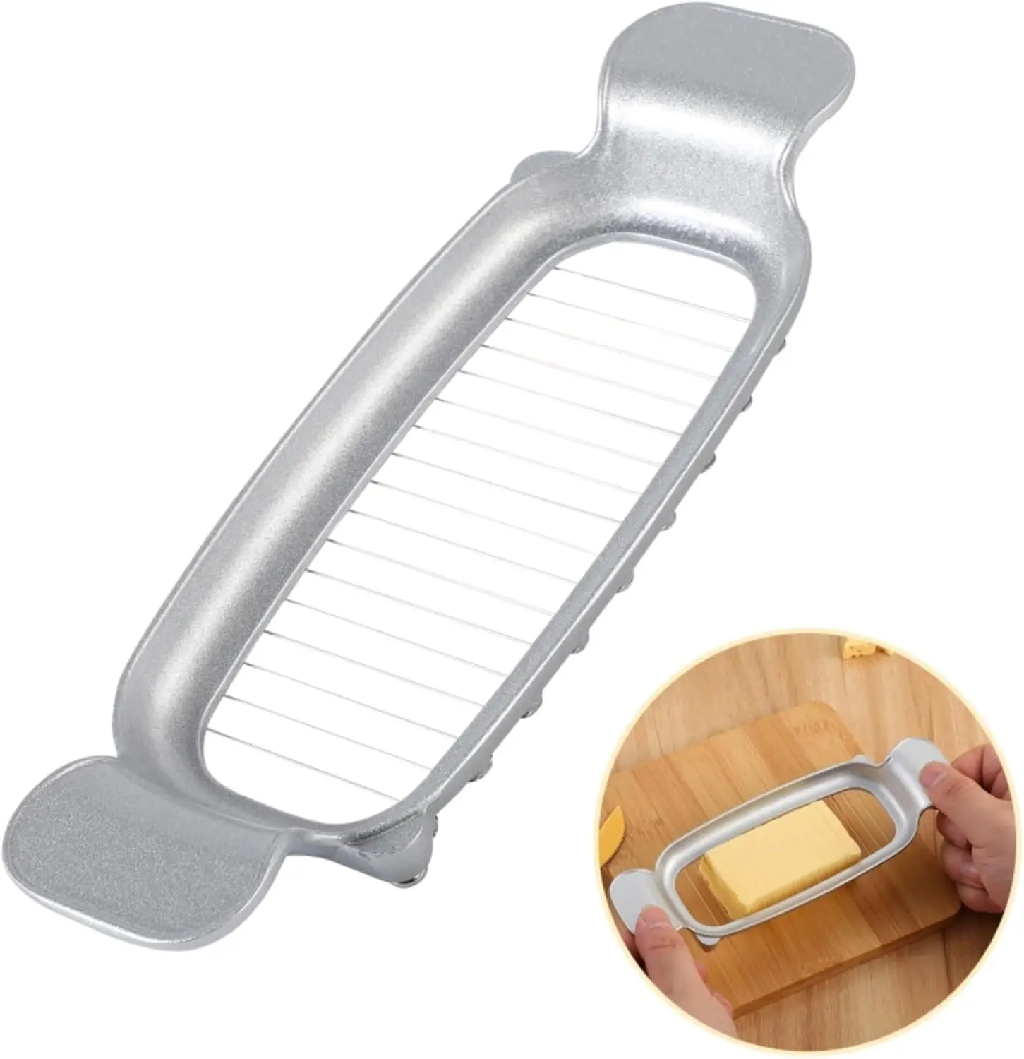 Stainless Steel Butter & Cheese Slicer - Kitchenware Utensil for Block Cheese, Butter, Precise Portion Control, Dishwasher Washable