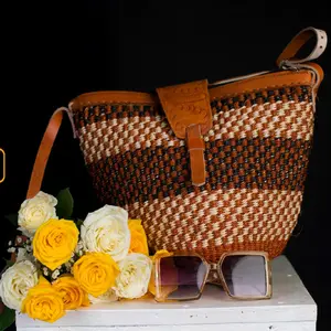 African Sisal Handbags. Plain Striped