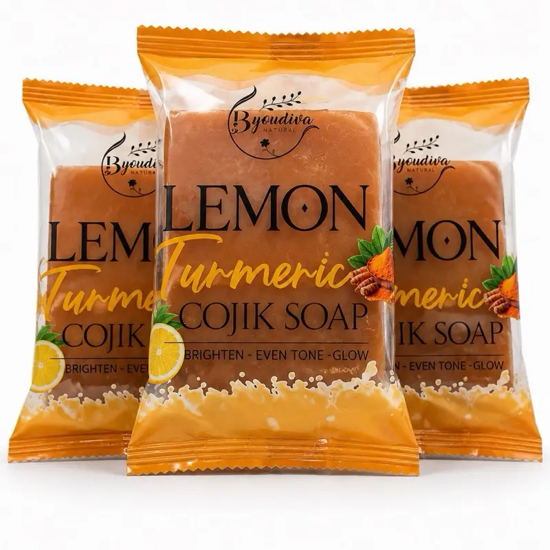 3 Lemon turmeric cojik soap for dark spots , even skin tone