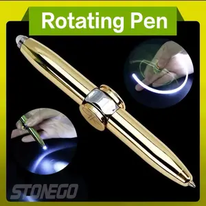 STONEGO Relieve Stress Spinner Pen Gyroscope Decompression Light Ball Pen Shape Finger Gyro Writing Pen