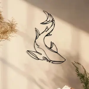 Shark Metal Wall Art - Ocean-Inspired Nautical Decor, Creative Tropical Beach House Accent, Unique Modern Cut Design, Perfect Home Gift