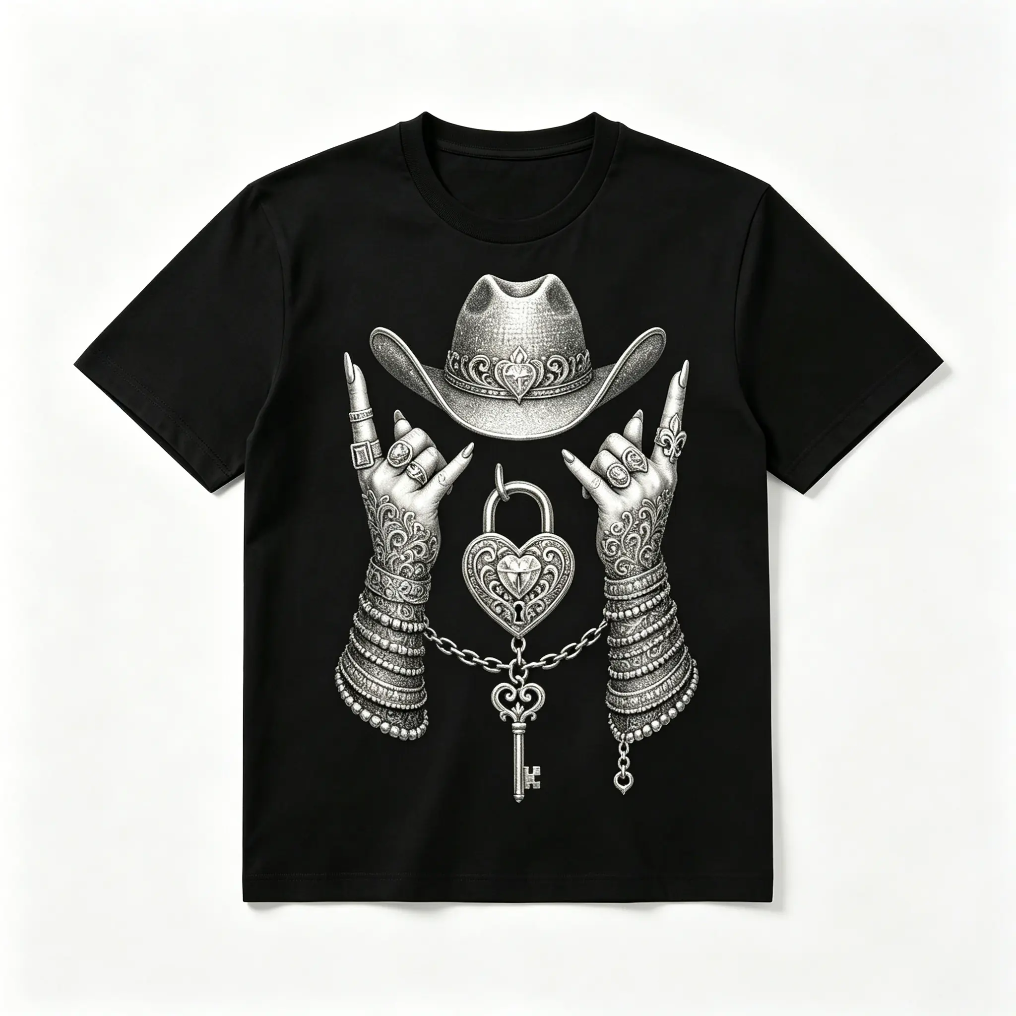 Women's Cotton Western Cowboy Graphic Print Short Sleeve Round Neck T-Shirt - Maroon Streetwear Top with Metallic Details, Comfortable Casual Country Concert Outfit for Daily Wear