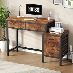51'' Computer Desk with 5 Drawers and Printer Stand