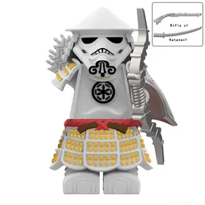 Storm Samurai Trooper Armor White Soldier Articulated Figure DY325 With Weapons (Pistol & Katana) - DY Minifigs