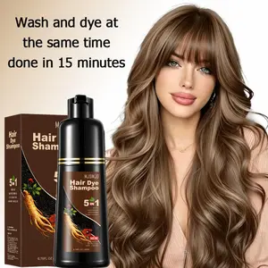 5-in-1 Light Brown Hair Dye Shampoo – Covers Gray Hair in 10–15 Mins, Formula with Ginseng Extract, Natural Semi-Permanent Hair Coloring for Men & Women, Light Brown Hair Dye 200ml Salon-Grade Haircare