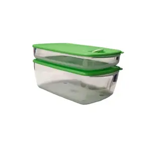 Microwave-Safe Food Containers with Green Lids – Set of 2 (6 Cups & 1.4 Cups) Kitchen Utensils Rectangular