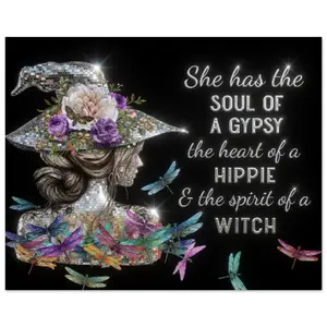 Gypsy Soul Hippie Heart Witch Art Print 🌙✨ Disco Skin & Floral Witchy Aesthetic Wall Decor cottagecore decor
