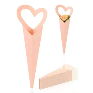 10 Pack Floral Sleeves, Heart-Shaped Bouquet Bags, Single Flower Paper Wraps, Ideal for Packaging, Gift Wrapping, Floristry
