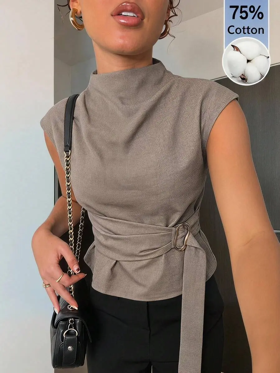 Short Sleeve Shirt, Elegant Business Commute Minimalist Vintage Style Formal Shirt, Office Wear 95% Cotton Shirt