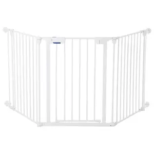 Dog Playpen Outdoor Extra Wide Panels, Safety Essentials for the House, Auto Close Dog Gate for Doorways, Easy Install Pressure Mounted Pet Gates for Dogs, RV Camping Yard
