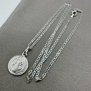 Small Saint Benedict Medal in 925 Sterling Silver  20” Chain Included | For Women & Kids