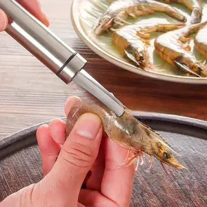 1pc Stainless Steel Shrimp Deveiner, Longan Pit Remover, Shrimp Brain Scoop Tool, Specialized Shrimp Peeler and Back Remover, Stainless Steel Shrimp Deveining Tool, Easy to Clean, Kitchen Gadget