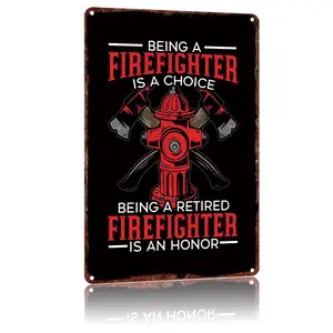 8x12 Inch 'Being a Retired Firefighter Is an Honor' Metal Tin Sign - Patriotic Retro Wall Decor for Fire Stations, Retirement Parties, Home Man Caves, Firefighter Family Homes - Vintage Aluminum Poster for Retired Firefighters & First Responders - Respect