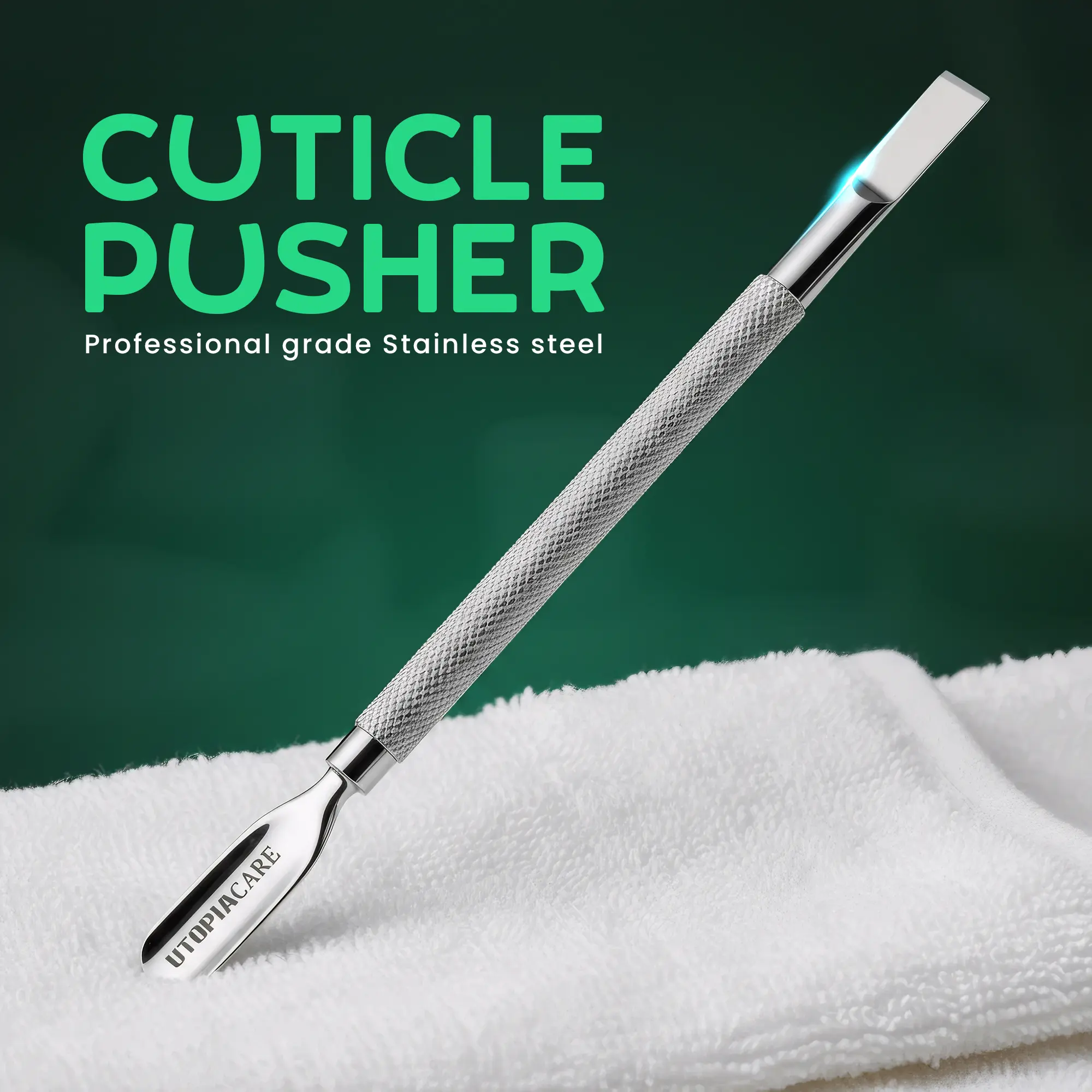 Utopia Care Cuticle Pusher and Remover, Dual-Action Stainless Steel Nail Tool for Salon-Quality Manicure and Pedicure, Nail Tools