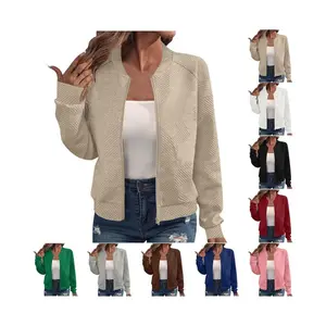 Jacket Women Trendy Spring Lightweight Texture Zip Up Cropped Jackets Casual 2025 Fall Outerwear Outfits