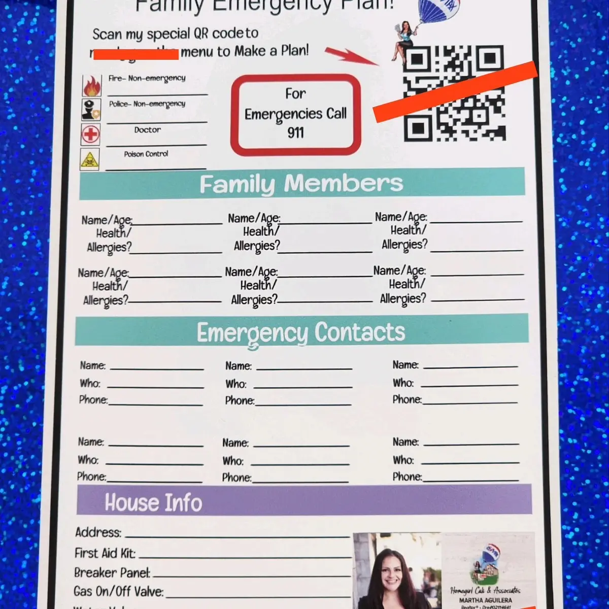 Emergency Preparation Phone List and Important Information Vinyl Wall Decal Removable and Reusable