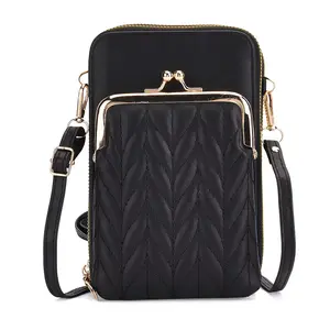 La Marey Tan Faux Leather Crossbody Cell Phone Bag