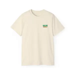 Malibu Surf Tee – Classic California Shirt with Front Patch & Back Surfboard Graphic