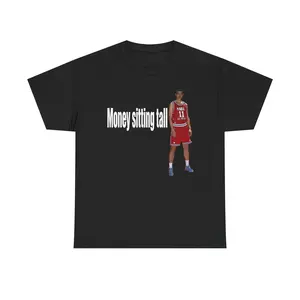 Money sitting tall Shirt - Casual Cotton Y2K Basketball Graphic T-Shirt for Men and Women