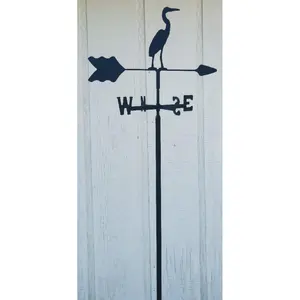 212 MAIN Lazy Scroll Egret Garden Mount Weathervane, Weather-Resistant Metal Garden Decor for Home Improvement, Steel